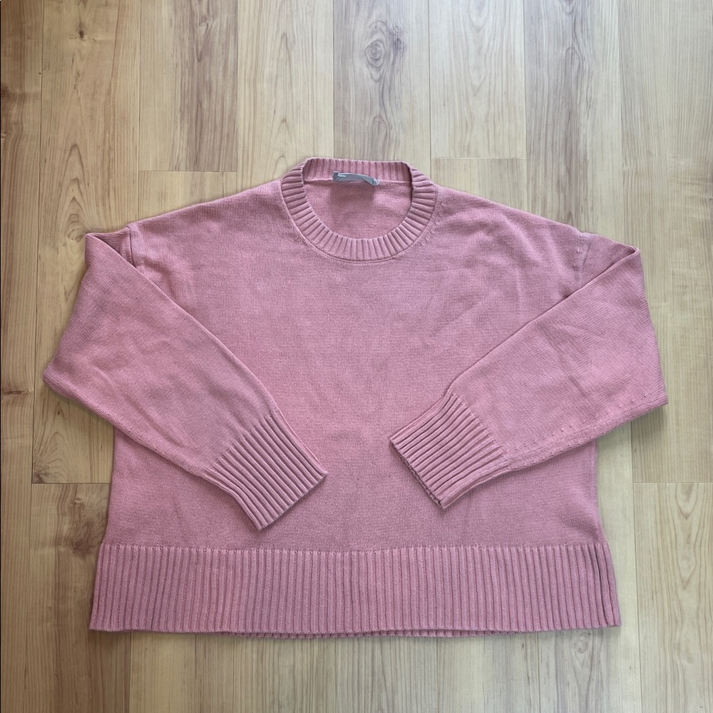 Everlane Boxy Cotton Sweater in Salmon Pink